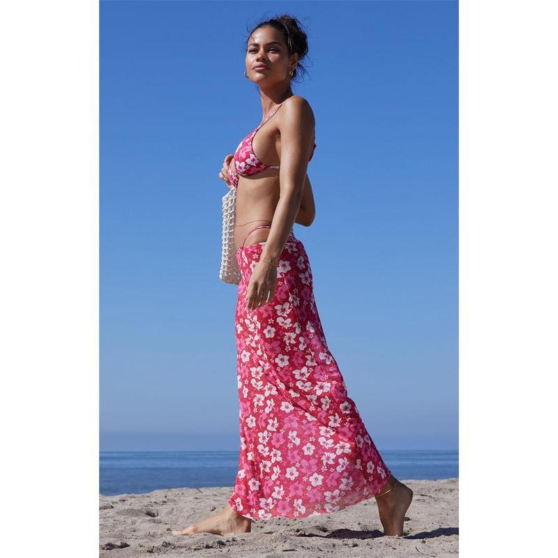 Pacsun Women's Pink Floral Destination Mesh Midi Skirt T-Shirts, Hoodie, Sweatshirt | DripVista.com