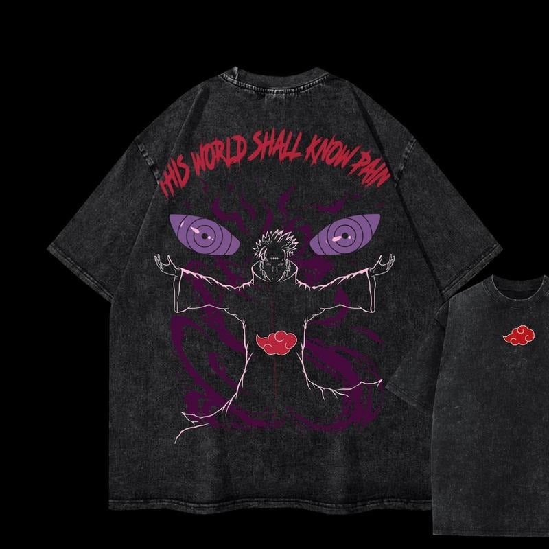 Pain Acid-Washed Unisex Anime T-Shirt, Streetwear & Gym Style, Laid-Back Vibe, Always in Style, Perfect Fit, Ultimate Comfort