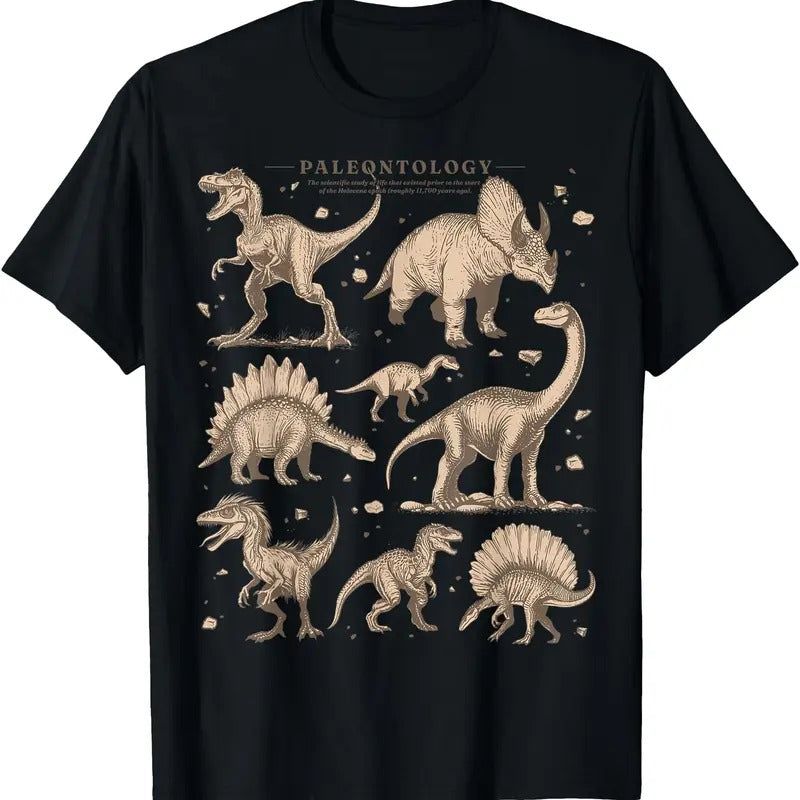 Paleontology Dinosaur Nerdy Science Teacher Vintage Graphic T-Shirt