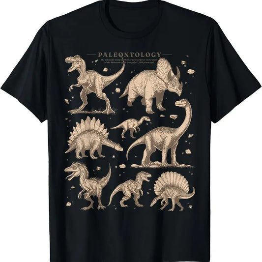 Paleontology Dinosaur Nerdy Science Teacher Vintage Graphic T-Shirt