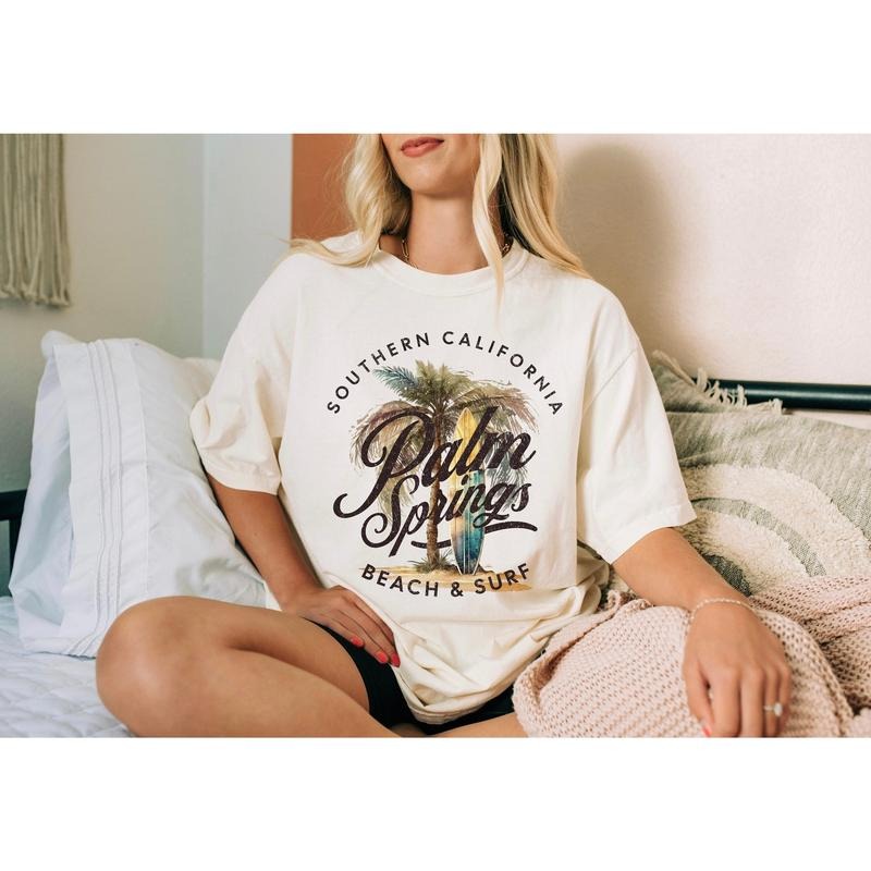 Palm Springs Shirt, California Shirt, Beach and Surf Shirt, Beachy Tee, Summertime Tshirt, Vintage Summer Shirt