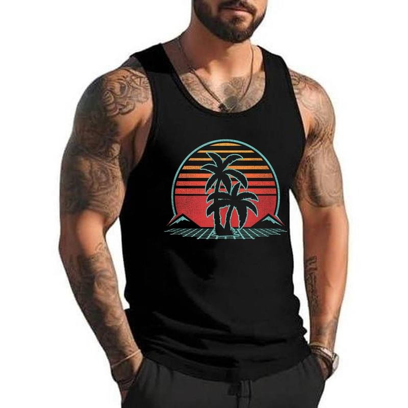 Palm Tree Retro Vintage 80s Style Unisex Tank Top, Cotton, Size S-3XL T-Shirts, Hoodie, Sweatshirt | DripVista.com