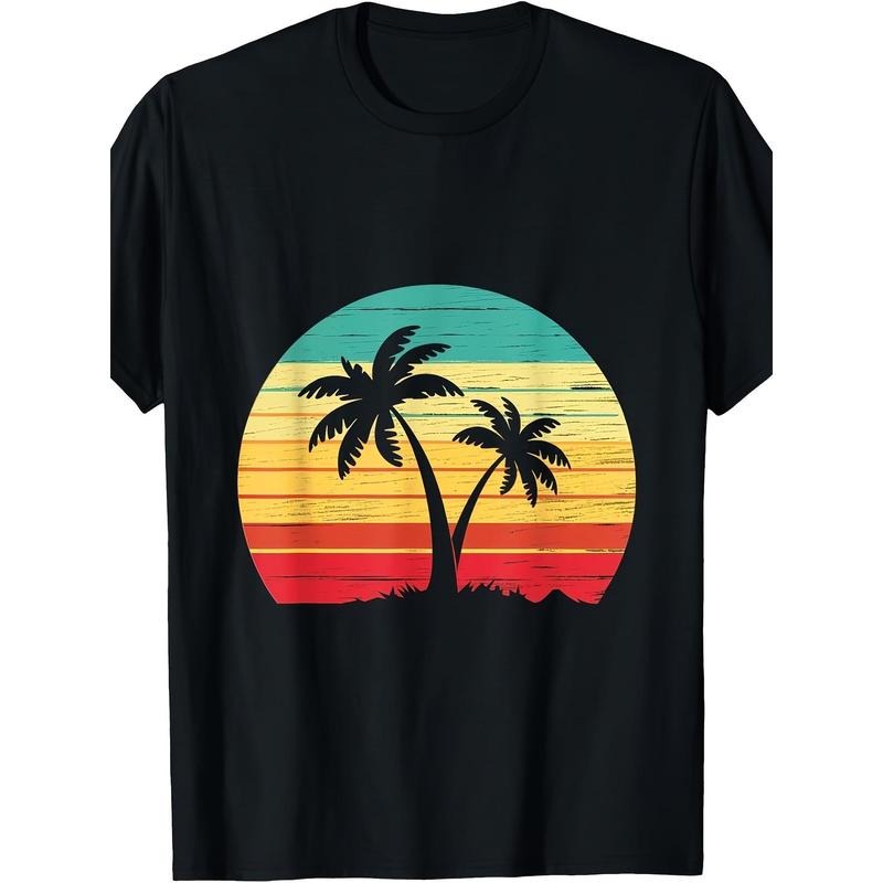 Palm Tree Sunset Tropical Beach Summer Vacation T-shirt Made in USA Hoodie, Sweatshirt | DripVista.com