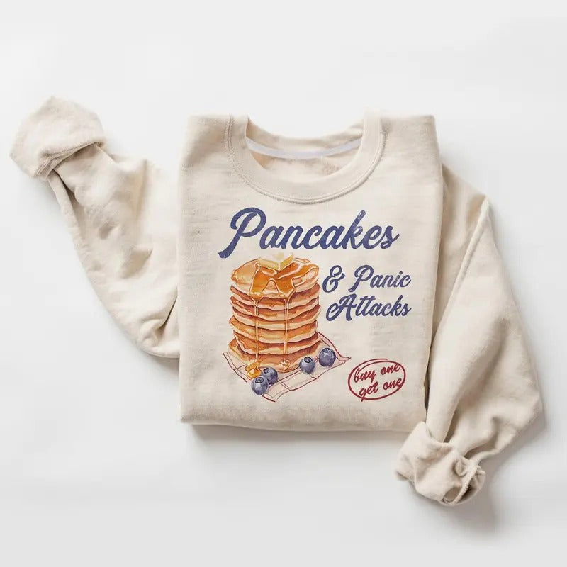 Pancakes and Panic Attacks Sweatshirt - Funny Mental Health  - Womens Mental Health Sweatshirt - Womenswear Pullover...