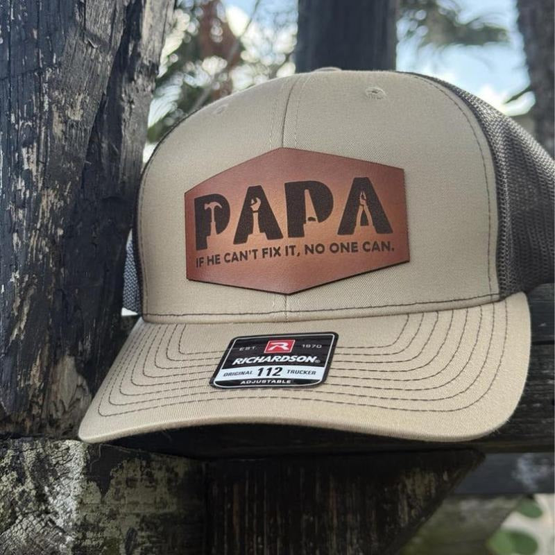 Papa Leather Patch Hat, Richardson 112 Trucker Cap for Dad, Father's Day Gift Idea T-Shirts, Hoodie, Sweatshirt