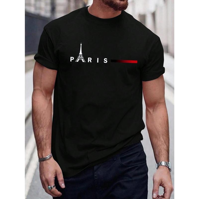 Paris Letter Graphic Short Sleeve Tee For Men Made in USA Hoodie, Sweatshirt | DripVista.com