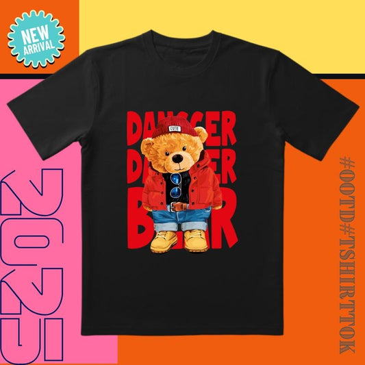 Danger Bear 'Orange-Pink Blast' Jacket Tee |   3D Bear Collar |   Streetwear/Date Night/Party Must-Have