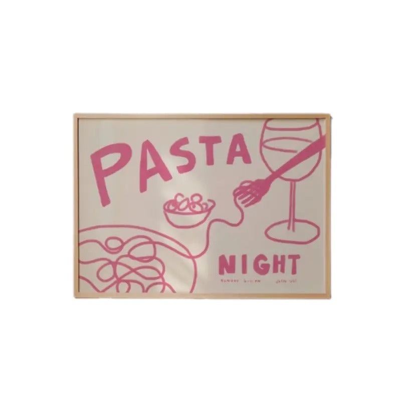 Pasta Night Poster, Italian Food Wall Art, Pasta Lover Art Print, Vintage Italian Pasta Art Print, Gifts For Women Her...