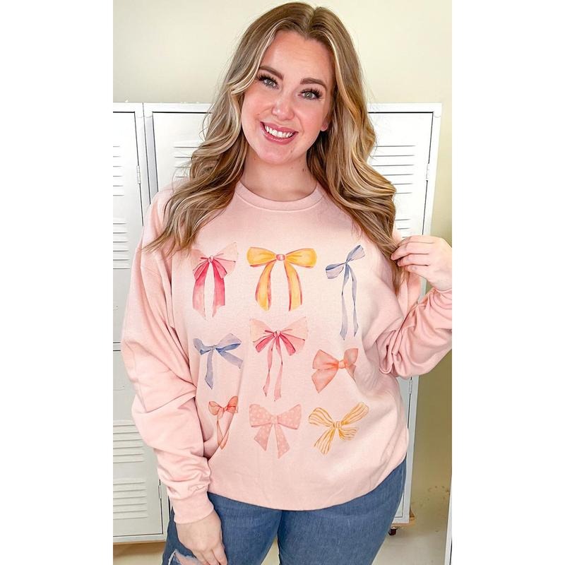 Pastel Bow Graphic Sweatshirt T-Shirts, Hoodie | DripVista.com