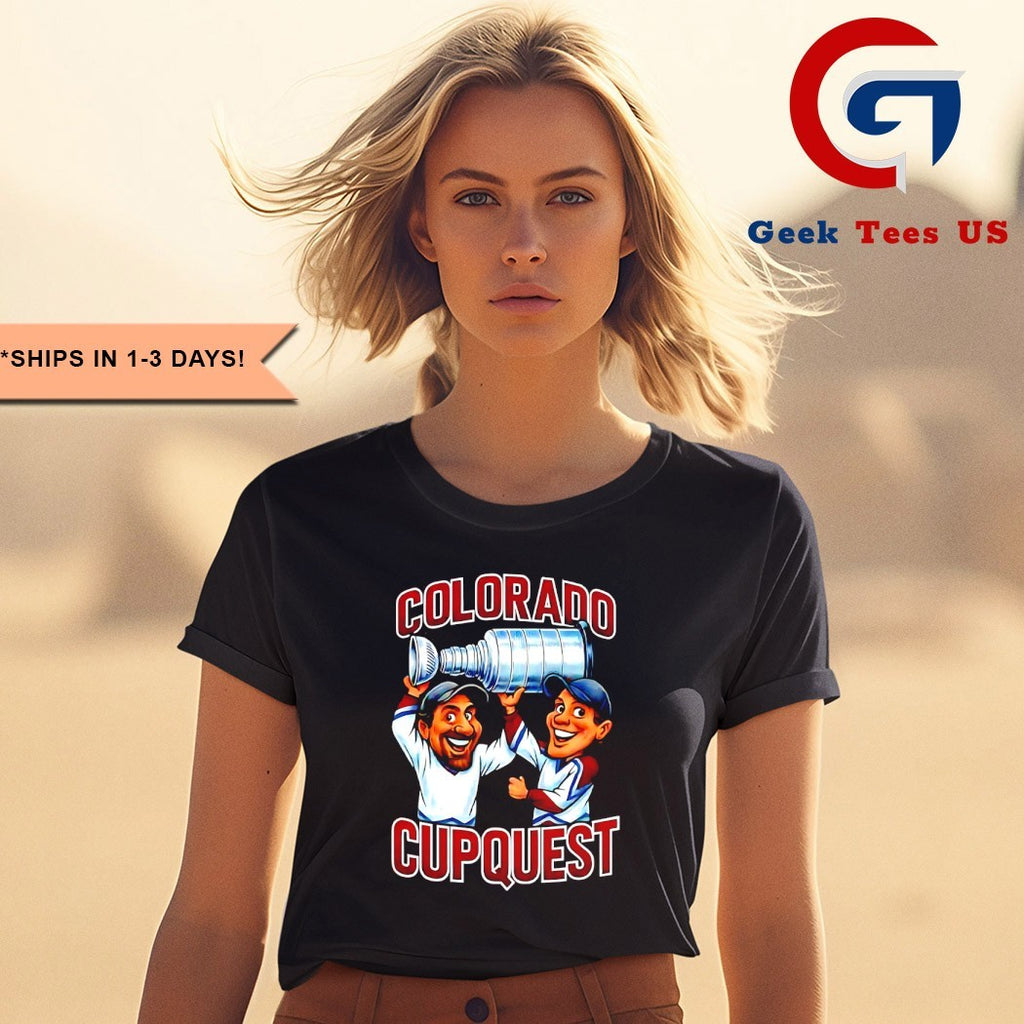 Patrick Roy and Ray Bourque Colorado Cup Quest Hockey caricatures shirt