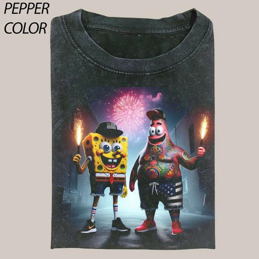 Patrick Star Pictures T-shirt, SpongeBob SquarePants Graphic T-shirt, Funny Graphic T-shirt, Unisex Movie Shirt Menswear
