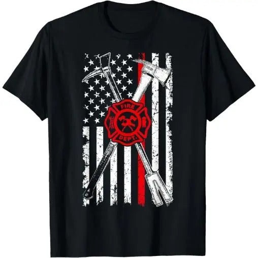Patriotic Design Axe Halligan Thin Line Red Firefighter T-Shirt Made in USA Hoodie, Sweatshirt | DripVista.com