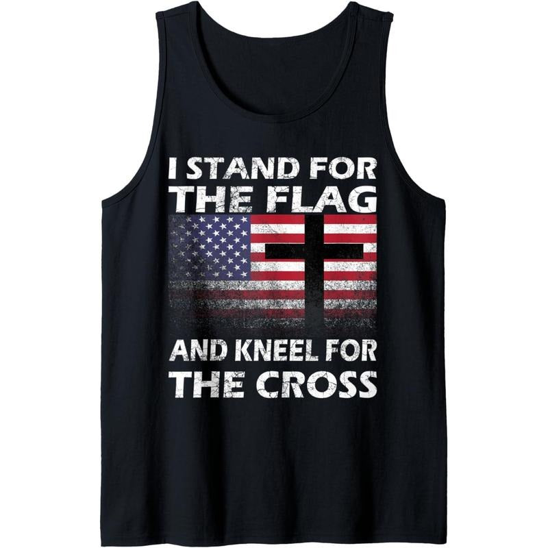 Patriotic Gift I Stand For The Flag And Kneel For The Cross Tank Top made in USA T-Shirts, Hoodie, Sweatshirt | DripVista.com