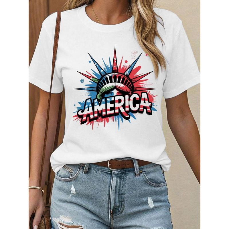 Patriotic Gunpla brand Trendy Tee: Statue FOG Liberty Crown with "AMERICA" Red plumber brand WB shield Vivid, Stylish...