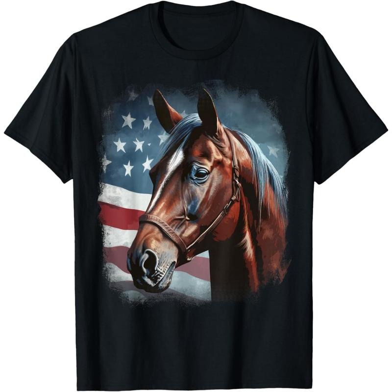 Patriotic Horse American Flag Horseback Riding Western Farm T-Shirt made in usa Hoodie, Sweatshirt | DripVista.com