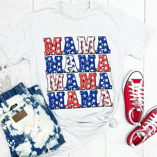 Patriotic Mama USA Flag Graphic Tee