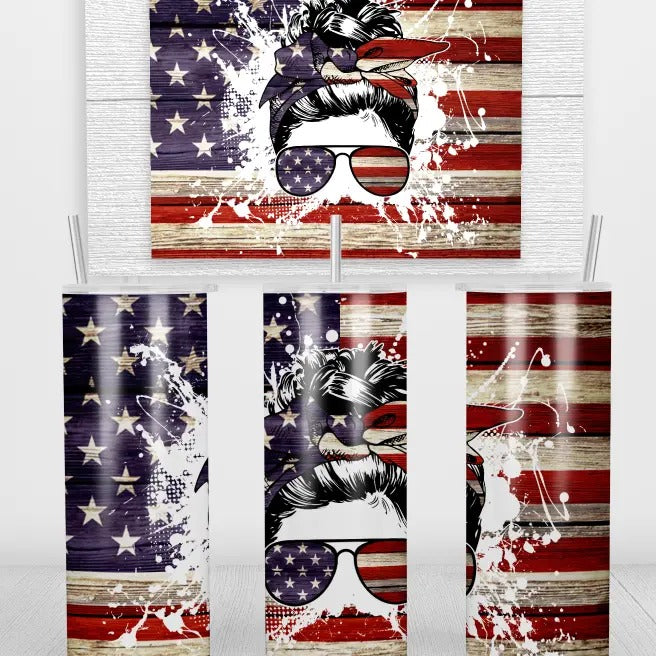 Patriotic Messy Bun Tumbler T-Shirts, Hoodie, Sweatshirt | DripVista.com