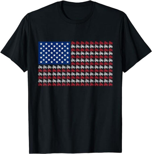 Patriotic Shirts For Men, American Flag USA Tractor Flag T-Shirt Menswear Top Casual Cotton Fashion Basic