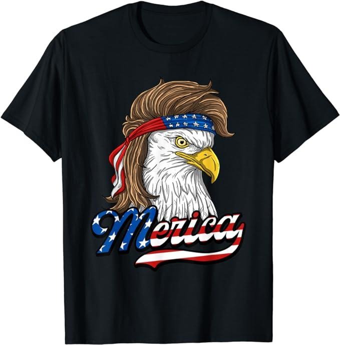 Patriotic Shirts For Men, Merica Patriotic USA Eagle Of Freedom 4th of July T-Shirt Menswear Top Casual Cotton Basic...
