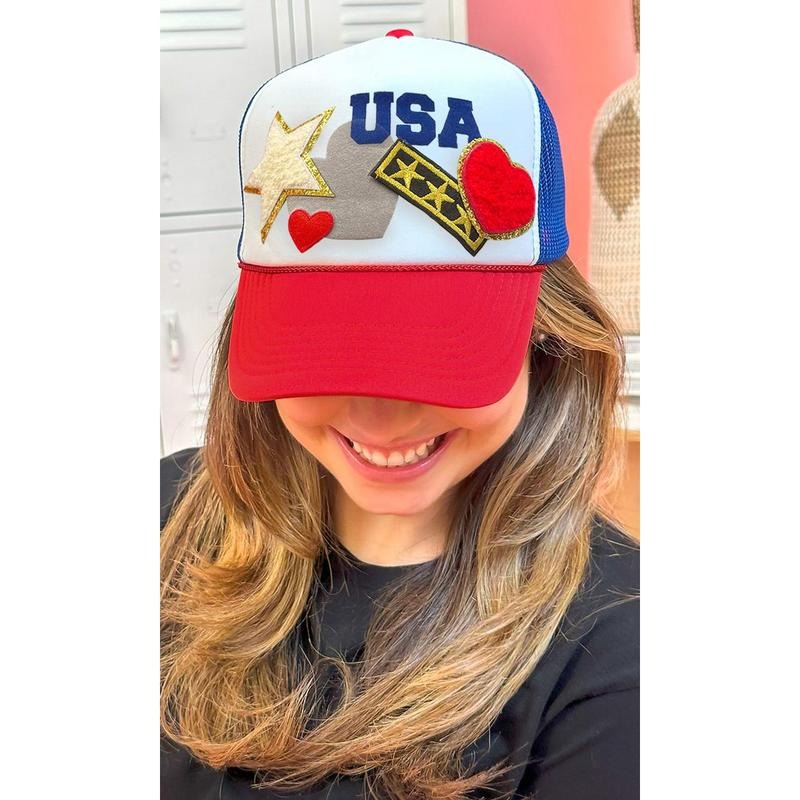 Patriotic Star Patch Trucker Hat - Red, White, Blue Vibes #PatrioticStyle #StarSpangled #USAGlow T-Shirts, Hoodie, Sweatshirt