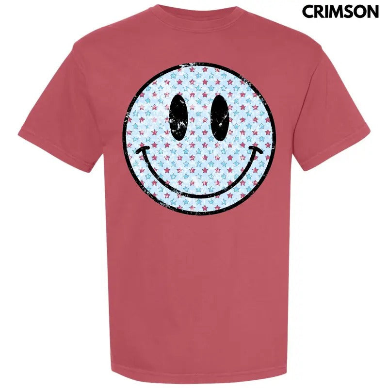 Patriotic Stars Happy Face Comfort Colors T-Shirt 'NLB' Hoodie, Sweatshirt | DripVista.com