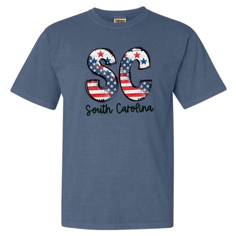 Patriotic States Comfort Colors Blue Jean T-Shirt Hoodie, Sweatshirt | DripVista.com