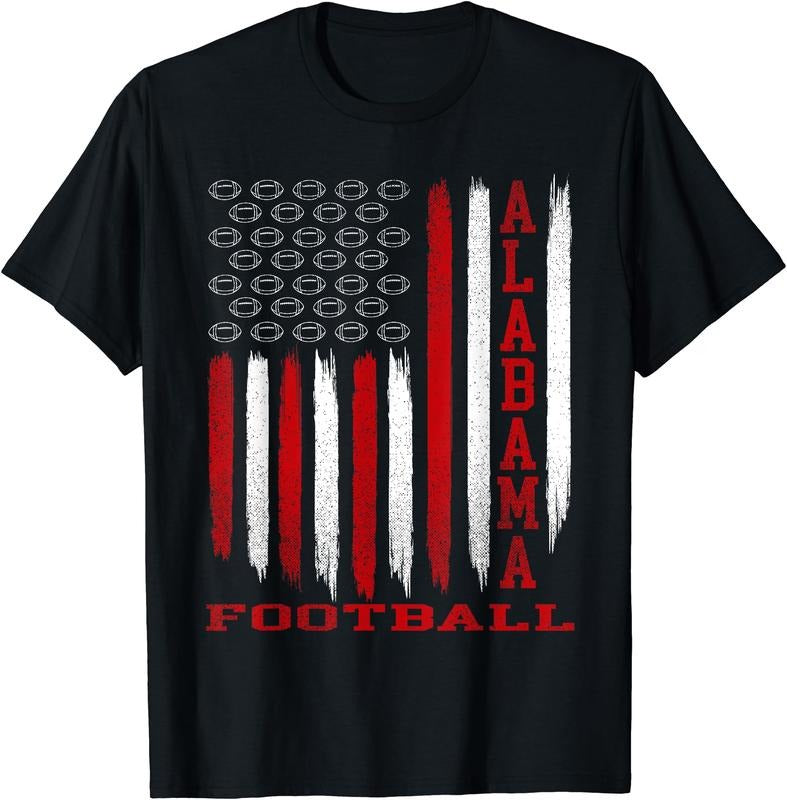Patriotic USA Flag Alabama Football Season Party T-Shirt | Unisex Cotton Tee Gift, Crewneck, Short Sleeve Hoodie, Sweatshirt