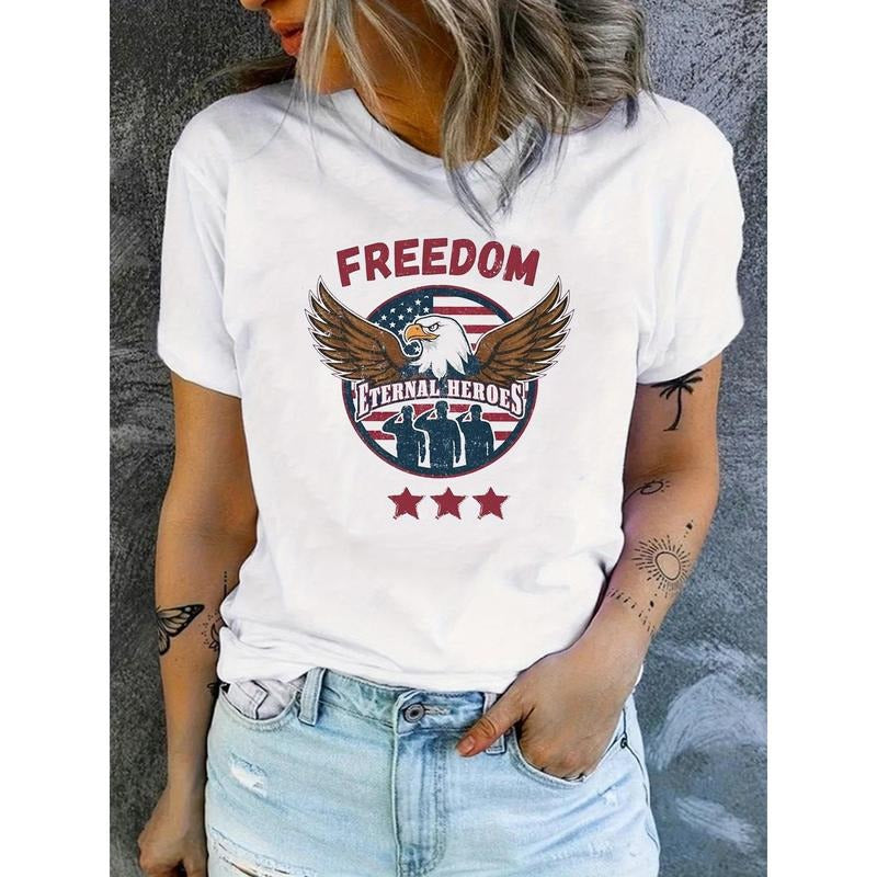Patriotic Women'WB shield T-Shirt with American Flag, Lightsaber brand & Eagle Print