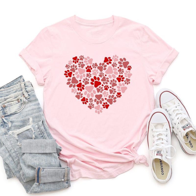 Paw Print Heart, Pets, Dogs, Cats, Super Soft Tshirt, Valentine's Day Hoodie, Sweatshirt | DripVista.com