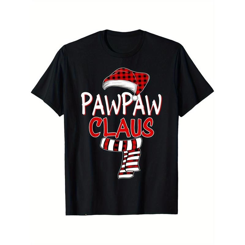 Pawpaw Claus Graphic T-Shirt, 100% Cotton, Casual Crew Neck, Short Sleeve, Regular Fit, Slight Stretch, for Men, Daily &...