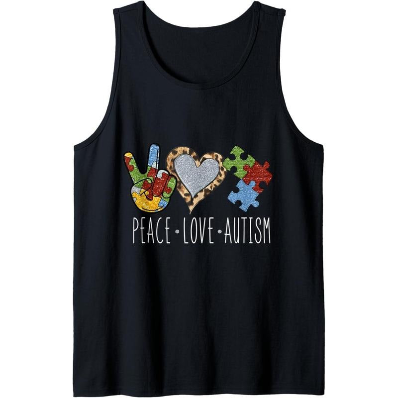 Peace Love Autism - Autism Awareness Men Women Kids Tank Top MADE IN USA T-Shirts, Hoodie, Sweatshirt | DripVista.com