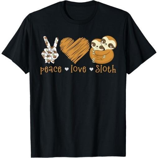 Peace Love Sloth Hand Sign Heart Sloth Lovers T-Shirt Made in USA Hoodie, Sweatshirt | DripVista.com