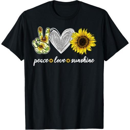 Peace Love Sunshine Sunflower Hippie Sunflower Lover Gifts T-Shirt Made in USA Hoodie, Sweatshirt | DripVista.com