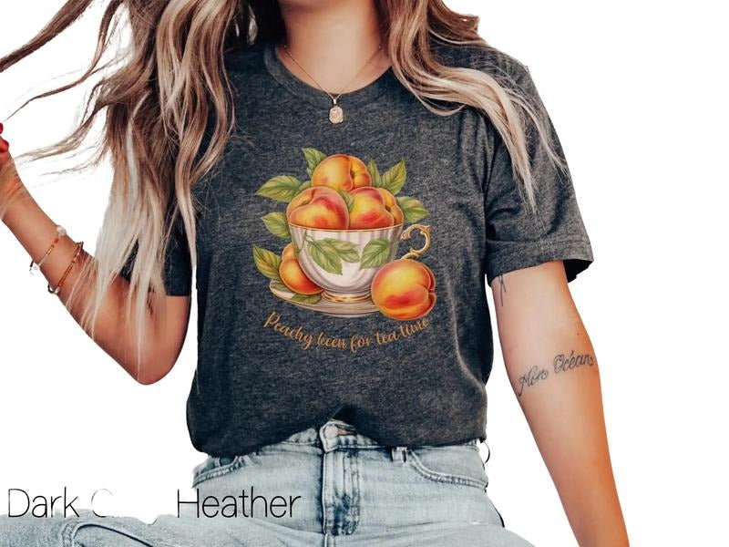 Peaches Shirt, Tea Lover Tshirt, Aesthetic Clothing,Peach Lovers, Peachy Keen, Unisex T-Shirt, Gifts For Teen Girl Her,...