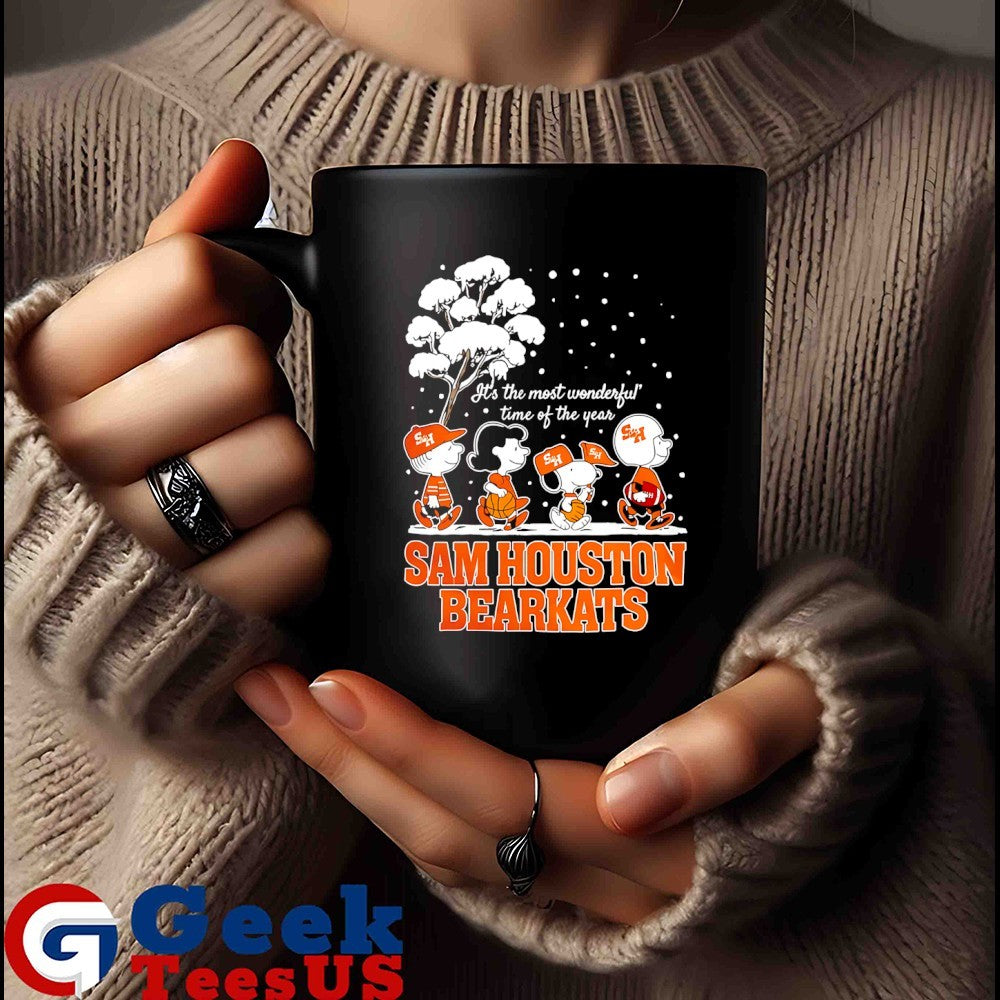 Peanuts characters Sam Houston Bearkats it’s the most wonderful time of the year scene Christmas Season Holiday 2025 shirt