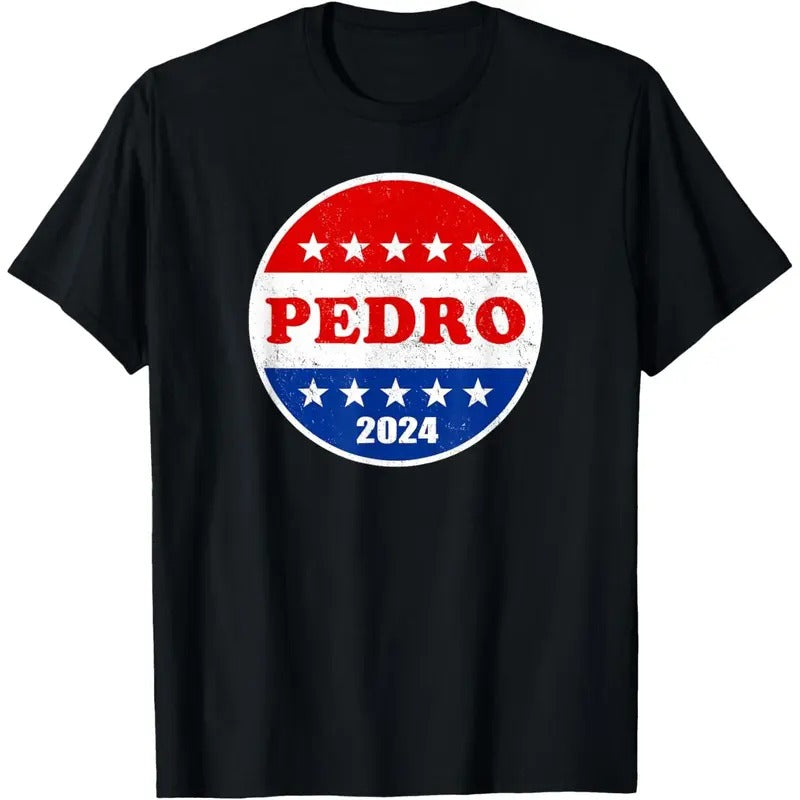 Pedro 2024 Red White and Blue Voter Button Funny Political T-Shirt made in usa Hoodie, Sweatshirt | DripVista.com
