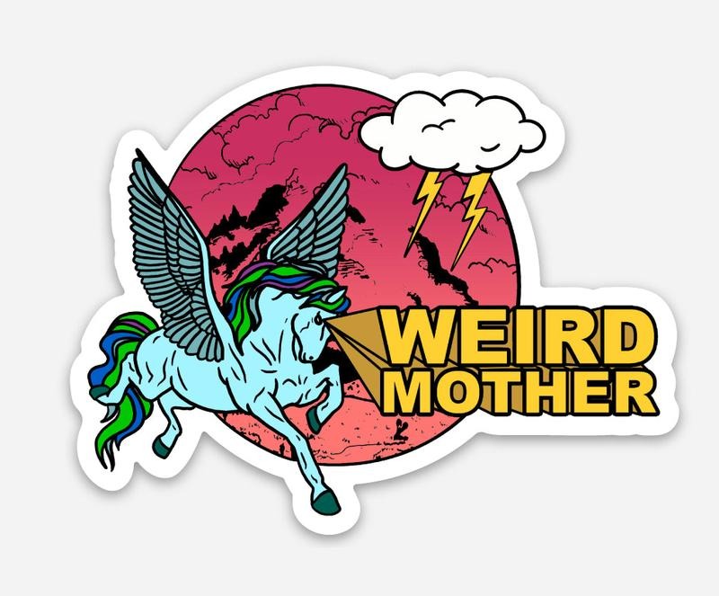 Pegasus Weird Mother high quality vinyl sticker, 2.5" x 3" T-Shirts, Hoodie, Sweatshirt | DripVista.com