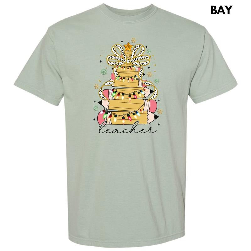 Pencil Teacher Tree Comfort Colors T-Shirt 'NLB' Hoodie, Sweatshirt | DripVista.com