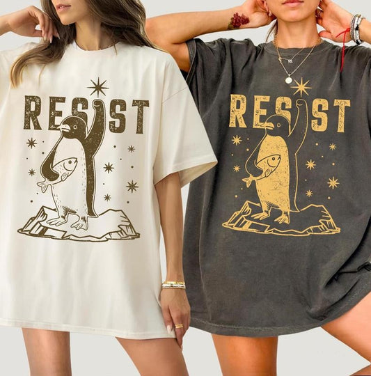 Penguins RESIST Shirt, Flippers Up Tee, Heard Island Shirt, Subtle FDT Shirt Resistance Protest, Penguins Against Tariffs Tee, RESIST TShirt