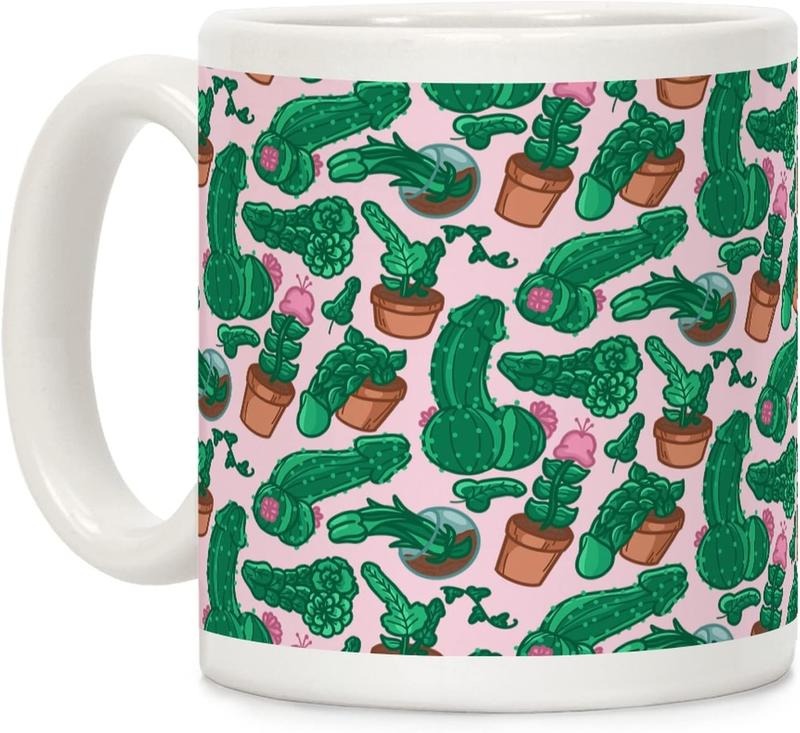 Penis Plant Coffee Mug - Funny Coffee Mugs Adult Humor, Double-Sided Print Ceramic Coffee Cups for Plant Lover, Dishwasher Safe Novelty Coffee Mugs for Women & Men