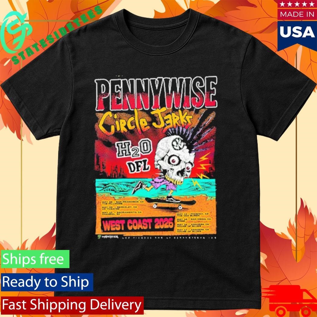 Pennywise x Circle Jerks West Coast 2026 Venue Schedule Tour Dates Shirt
