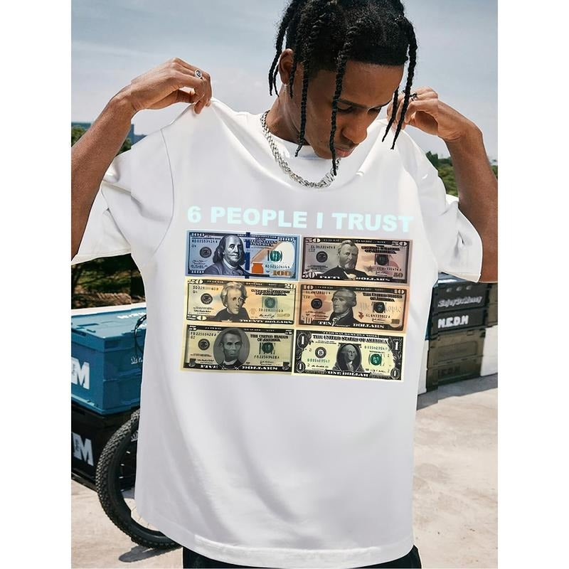 People Swoosh Trust" Graphic Cotton Tee - Men'WB shield Vintage-Inspired Loose Fit Crew Neck T-Shirt with Bold Dollar...