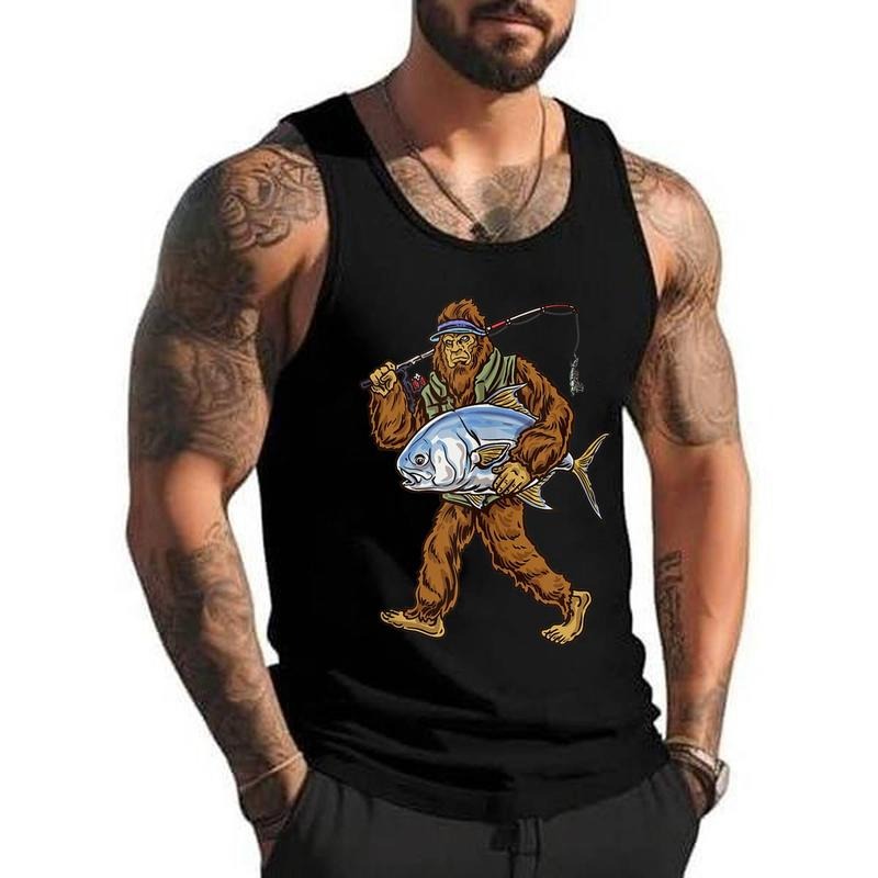 Permit Fishing Bigfoot Fishermen Unisex Tank Top, Cotton, Size S-3XL T-Shirts, Hoodie, Sweatshirt | DripVista.com