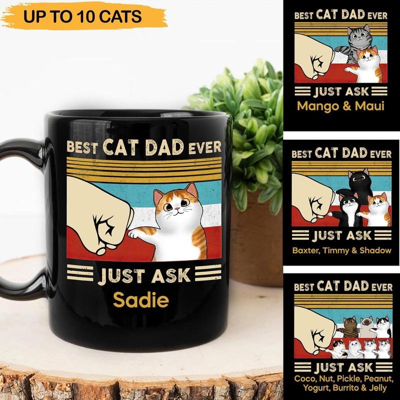 Personalized Best Cat Dad Ever Mug, Custom Cat Breed Mug, Cat Name Mug, Gift For Cat Dad, Funny Cat Lover Mug, Father's Day Gift Coffee Mug style 02