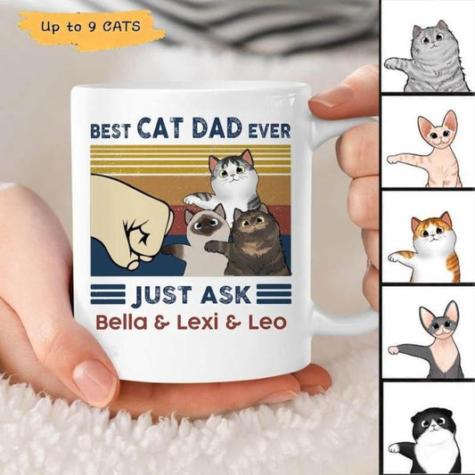 Personalized Best Cat Dad Ever Mug, Custom Cat Breed Mug, Cat Name Mug, Gift For Cat Dad, Funny Cat Lover Mug, Father's Day Gift Coffee Mug