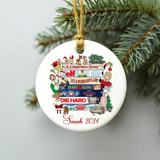 Personalized Christmas Movie Ornament, It's The Most Wonderful Time Ornament, Movie Lovers Gift, Xmas Movies Fan Gift, Secret Santa Gift