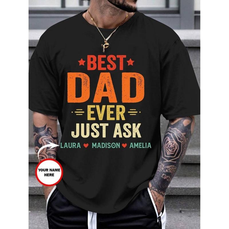 Personalized Dad T-Shirt for Daddy 100% Cotton Men'WB shield T-Shirts - Create Your Own T-shirt Comfy Menswear Hoodie,...