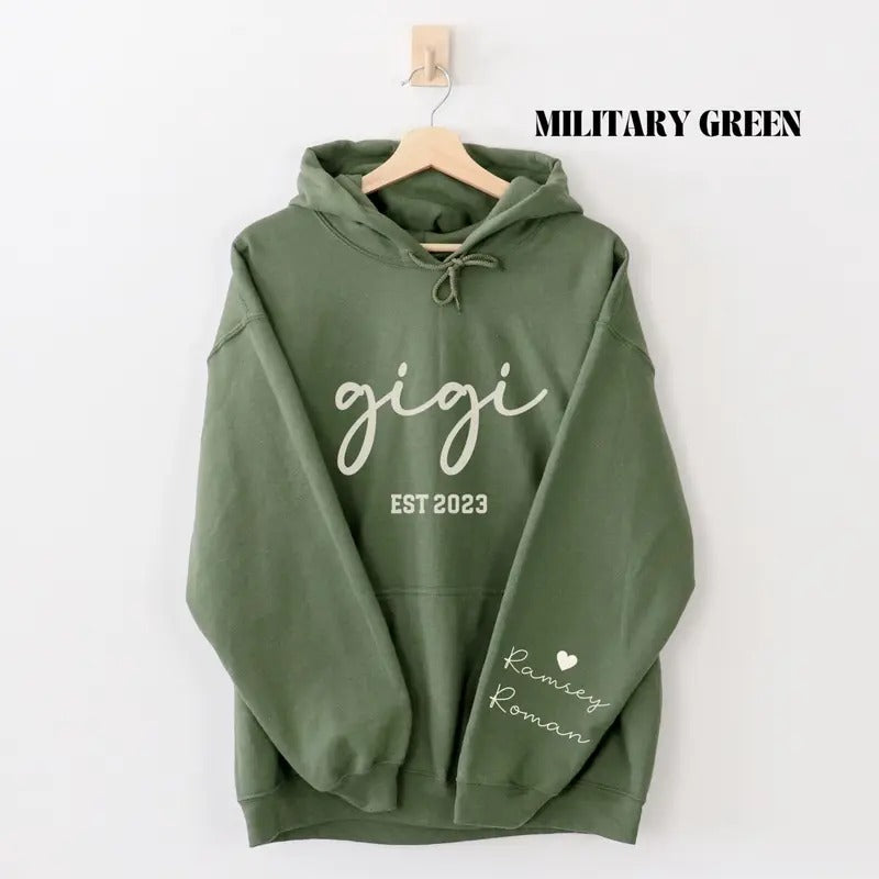Personalized Gigi Hoodie, Gift for Gigi, Custom Grandma Gift, Gigi Hoodie With Kids Names T-Shirts, Sweatshirt