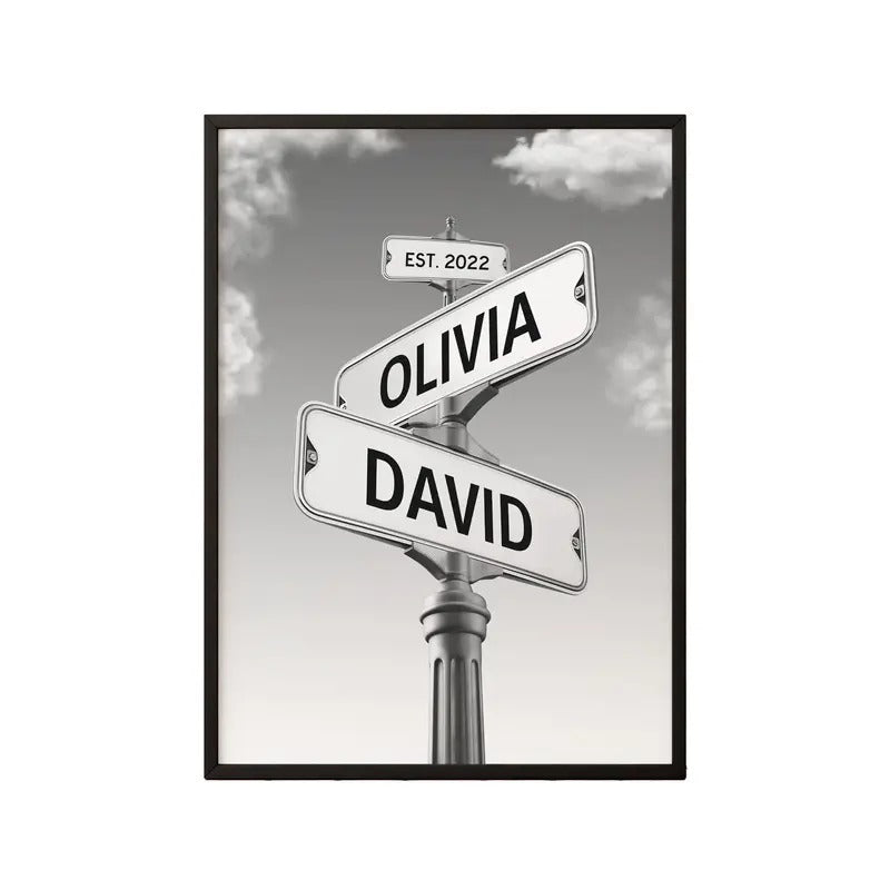 Personalized Name Vintage Street Sign Canvas Print, Best Gift For Couple, Gifts For Fiancee Wife, Poster Prints No Frame,...