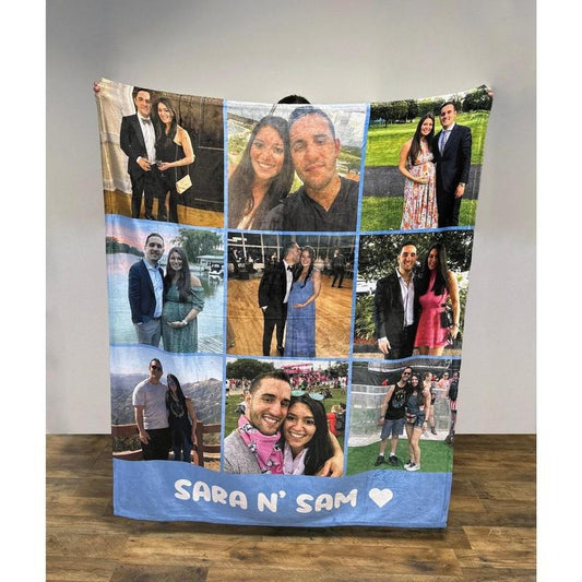 Personalized Photo And Name Couples Valentine Blanket, Couple Photo Blanket with Text, Personalized Anniversary Gift, Valentine Gift, Gift for Her